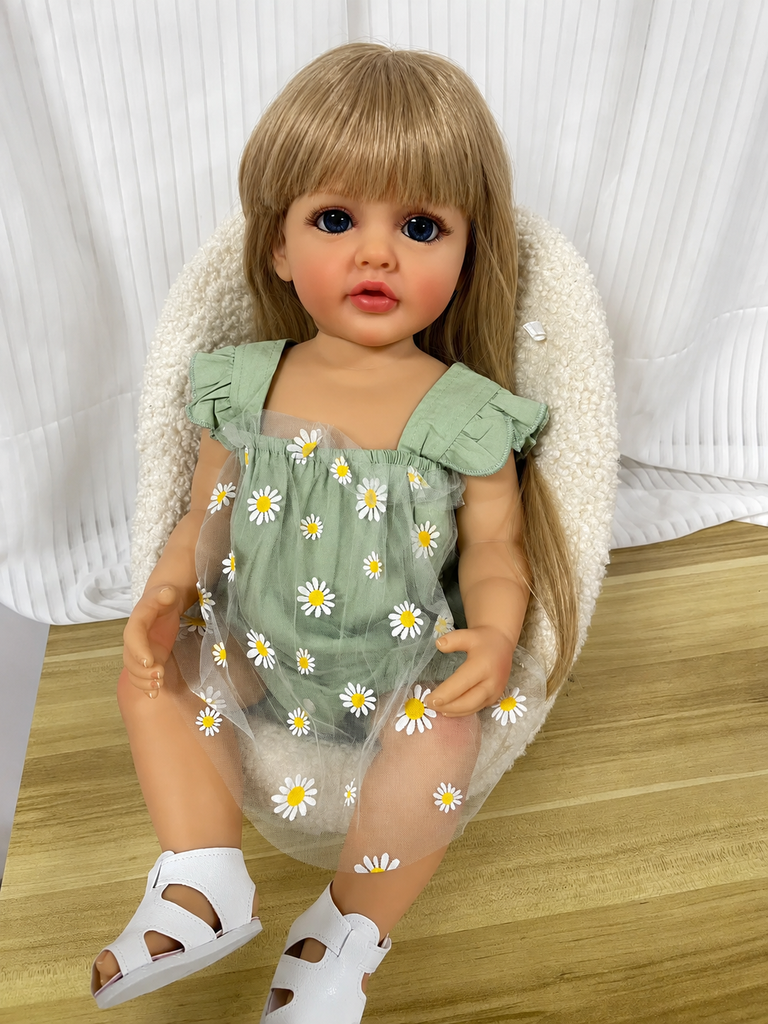 Maisie 22-Inch Reborn Baby Girl Doll – Waterproof Toddler Doll with Blue Eyes and Rooted Blonde Hair