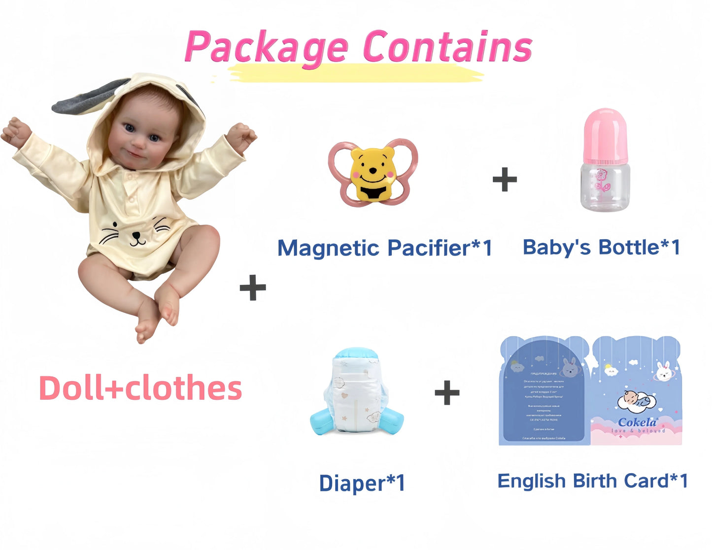 Tilly 19-Inch Reborn Baby Girl Doll – Soft Cloth Body Newborn with Blue Eyes and Hand-Painted Hair