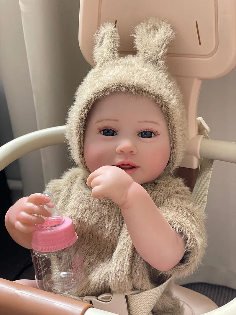 Pip 20-Inch Reborn Baby Doll – Full Vinyl Baby with Blue Eyes and Hand-Painted Hair