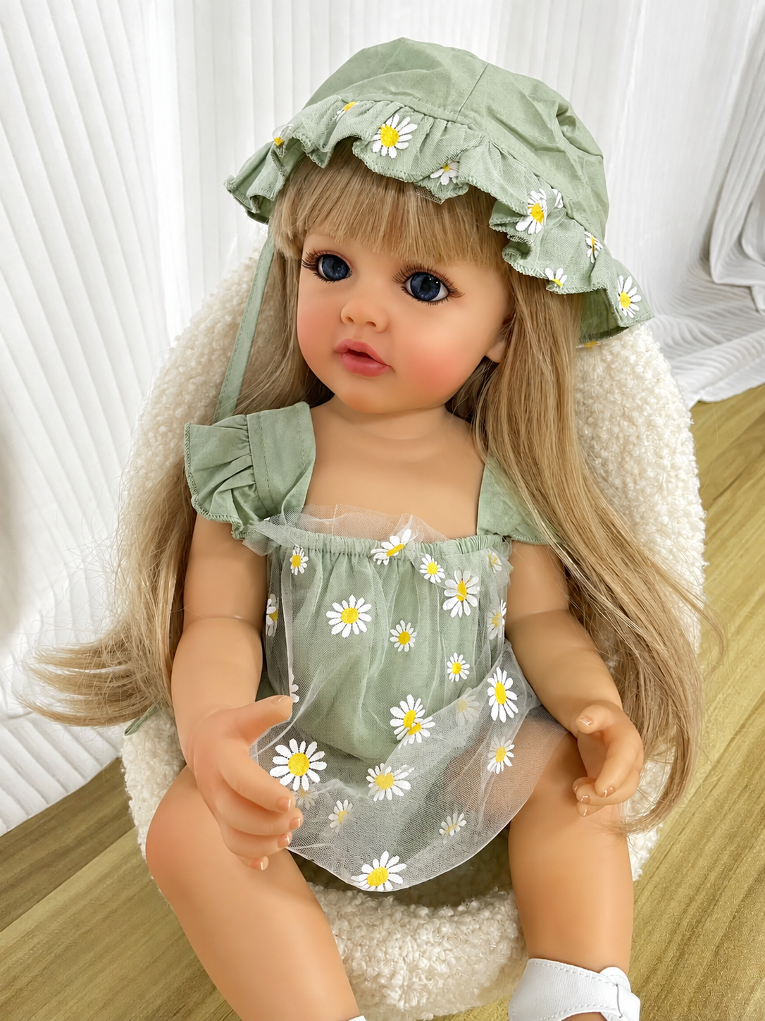 Maisie 22-Inch Reborn Baby Girl Doll – Waterproof Toddler Doll with Blue Eyes and Rooted Blonde Hair