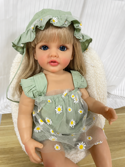 Maisie 22-Inch Reborn Baby Girl Doll – Waterproof Toddler Doll with Blue Eyes and Rooted Blonde Hair