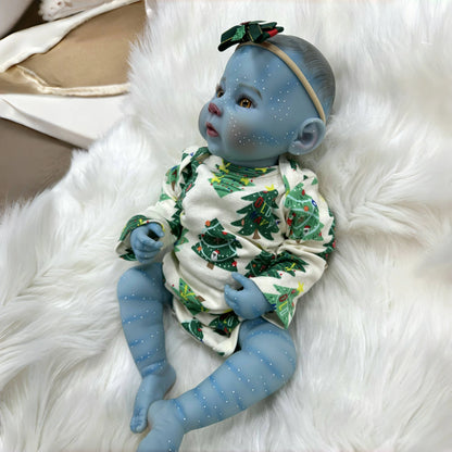 Lunaria 20-Inch Avatar-Inspired Alien Reborn Baby Doll – Full Vinyl Blue Fantasy Baby with Golden Eyes