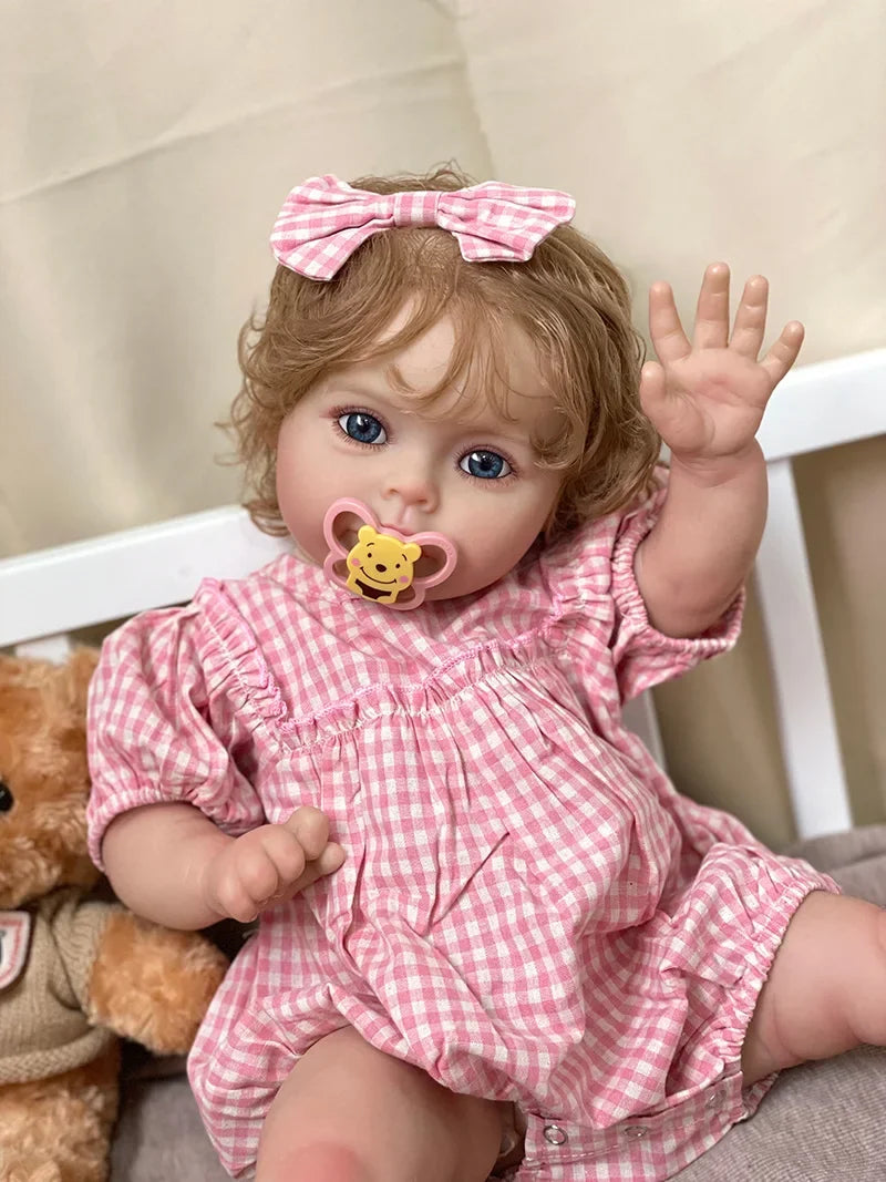 Rose 24-Inch Reborn Baby Girl Doll – Blue-Eyed Toddler with Hand-Implanted Hair
