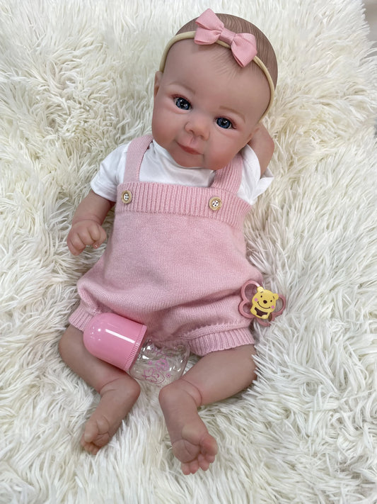 Daisy 19-Inch Reborn Baby Girl Doll – Handmade Reborn Doll with Blue Eyes and Baby Powder Scent