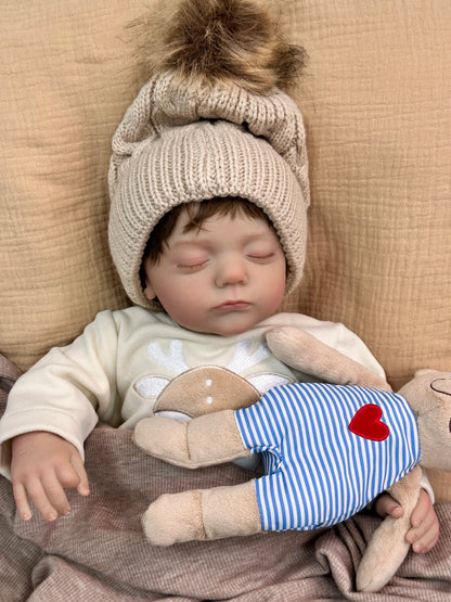 Avery 19-Inch Sleeping Reborn Baby Doll – Lifelike Soft Cloth Body Newborn with Hand-Implanted Hair