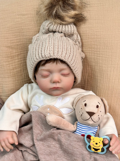Avery 19-Inch Sleeping Reborn Baby Doll – Lifelike Soft Cloth Body Newborn with Hand-Implanted Hair