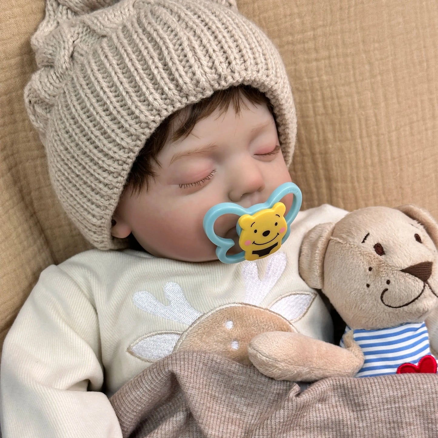 Avery 19-Inch Sleeping Reborn Baby Doll – Lifelike Soft Cloth Body Newborn with Hand-Implanted Hair