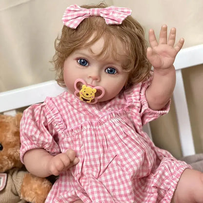 Rose 24-Inch Reborn Baby Girl Doll – Blue-Eyed Toddler with Hand-Implanted Hair