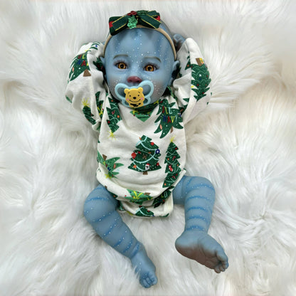Lunaria 20-Inch Avatar-Inspired Alien Reborn Baby Doll – Full Vinyl Blue Fantasy Baby with Golden Eyes