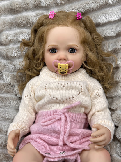 Pearl 20-Inch Reborn Baby Girl Doll – Waterproof Full Vinyl Baby with Blue Eyes and Hand-Painted Hair