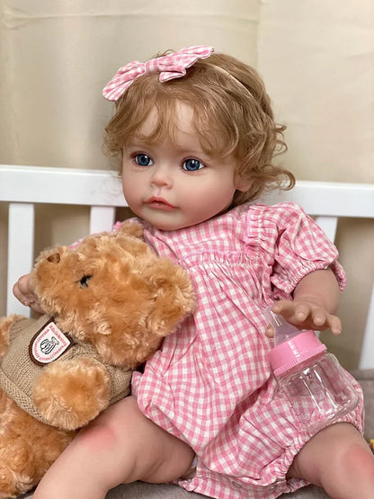Rose 24-Inch Reborn Baby Girl Doll – Blue-Eyed Toddler with Hand-Implanted Hair