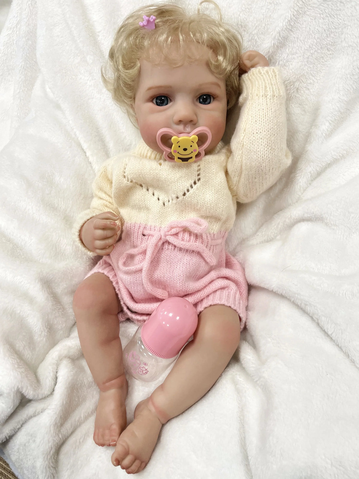 Loulou 20-Inch Reborn Baby Doll – Blue-Eyed Baby with Hand-Rooted Blonde Hair