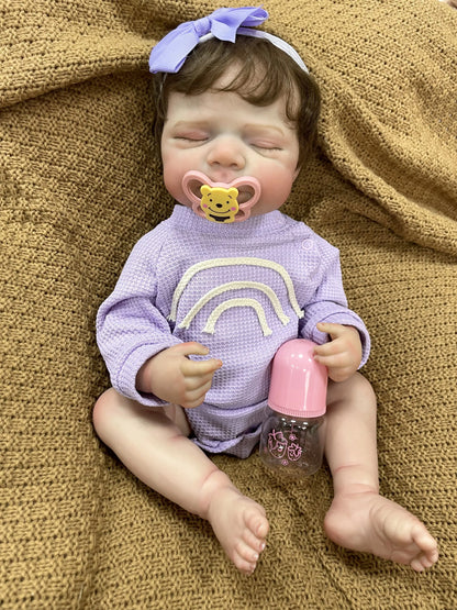 Ariel 20-Inch Sleeping Reborn Baby Doll – Full Vinyl Baby with Hand-Implanted Hair