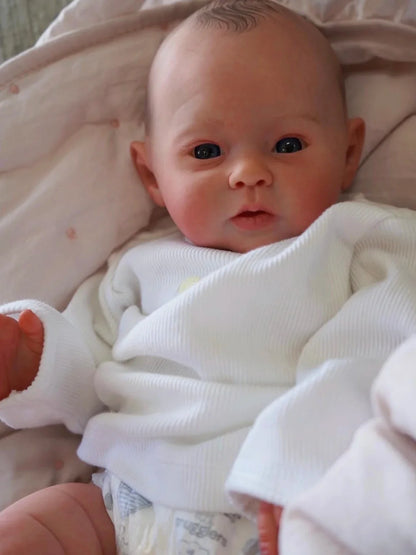 Kirra 20-Inch Reborn Baby Girl Doll – Full Vinyl Baby with Open Blue Eyes and Hand-Painted Hair