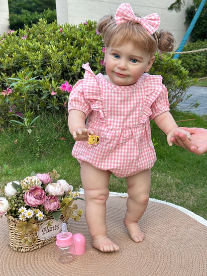 Arabella 25-Inch Reborn Toddler Girl Doll – Blue-Eyed Baby with Hand-Implanted Hair