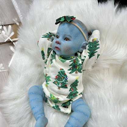 Lunaria 20-Inch Avatar-Inspired Alien Reborn Baby Doll – Full Vinyl Blue Fantasy Baby with Golden Eyes