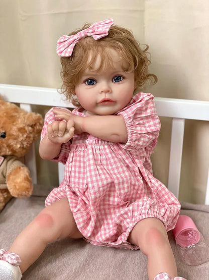 Rose 24-Inch Reborn Baby Girl Doll – Blue-Eyed Toddler with Hand-Implanted Hair