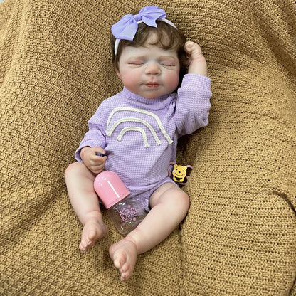 Ariel 20-Inch Sleeping Reborn Baby Doll – Full Vinyl Baby with Hand-Implanted Hair