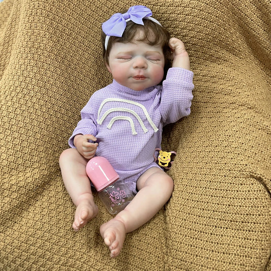 Ariel 20-Inch Sleeping Reborn Baby Doll – Full Vinyl Baby with Hand-Implanted Hair