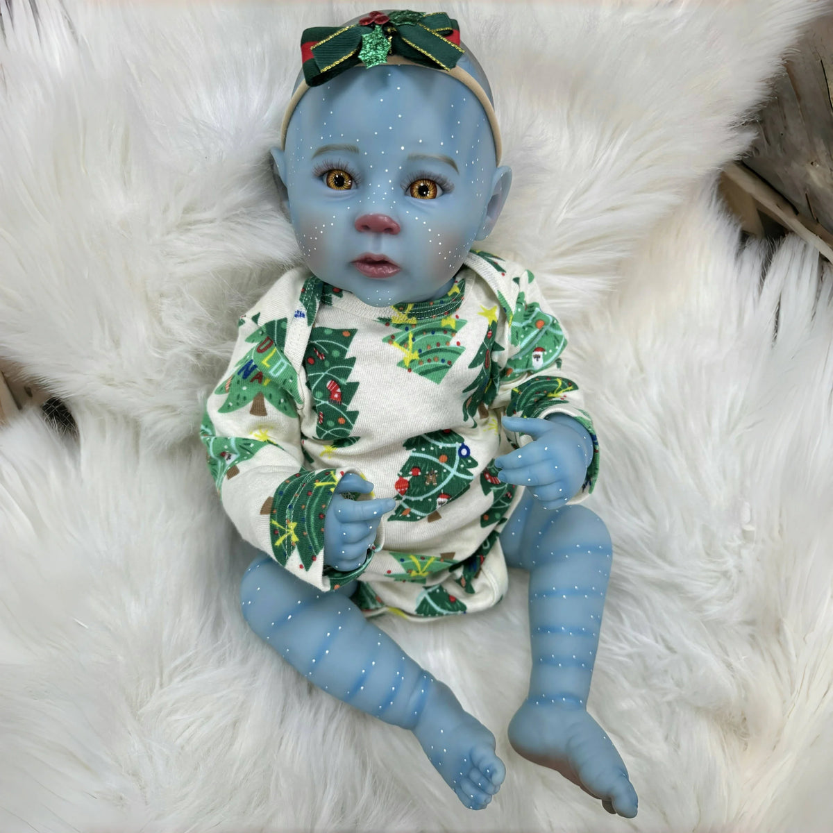Lunaria 20-Inch Avatar-Inspired Alien Reborn Baby Doll – Full Vinyl Blue Fantasy Baby with Golden Eyes