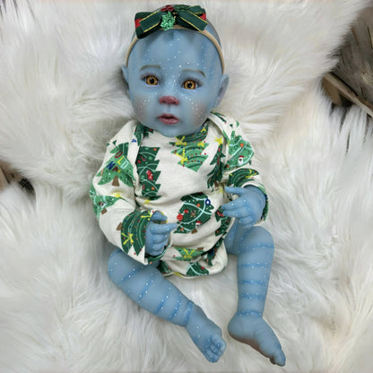 Lunaria 20-Inch Avatar-Inspired Alien Reborn Baby Doll – Full Vinyl Blue Fantasy Baby with Golden Eyes