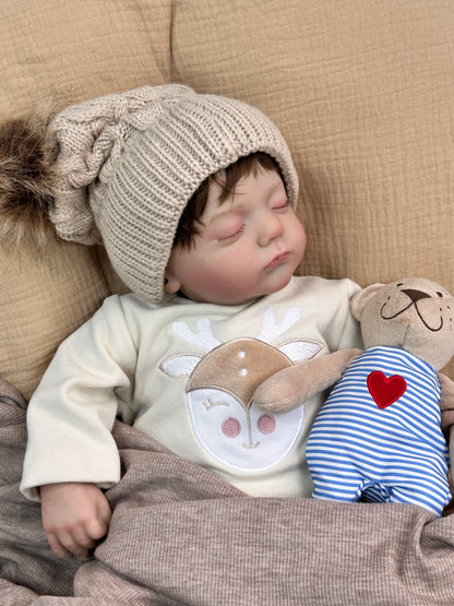 Avery 19-Inch Sleeping Reborn Baby Doll – Lifelike Soft Cloth Body Newborn with Hand-Implanted Hair