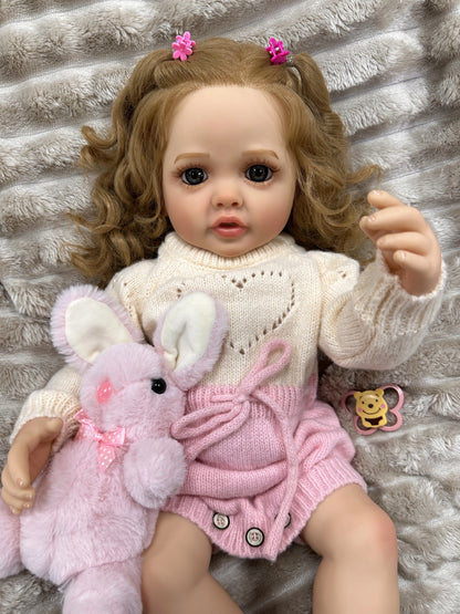 Pearl 20-Inch Reborn Baby Girl Doll – Waterproof Full Vinyl Baby with Blue Eyes and Hand-Painted Hair
