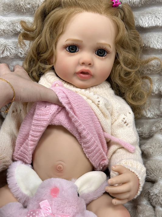 Pearl 20-Inch Reborn Baby Girl Doll – Waterproof Full Vinyl Baby with Blue Eyes and Hand-Painted Hair
