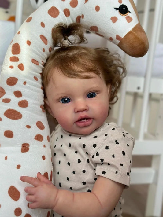 Indie 24-Inch Reborn Baby Girl Doll – Blue-Eyed Toddler with Hand-Implanted Hair
