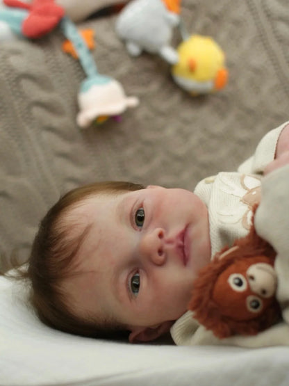 Elara 20-Inch Reborn Baby Doll – Blue-Eyed Newborn with Hand-Implanted Hair