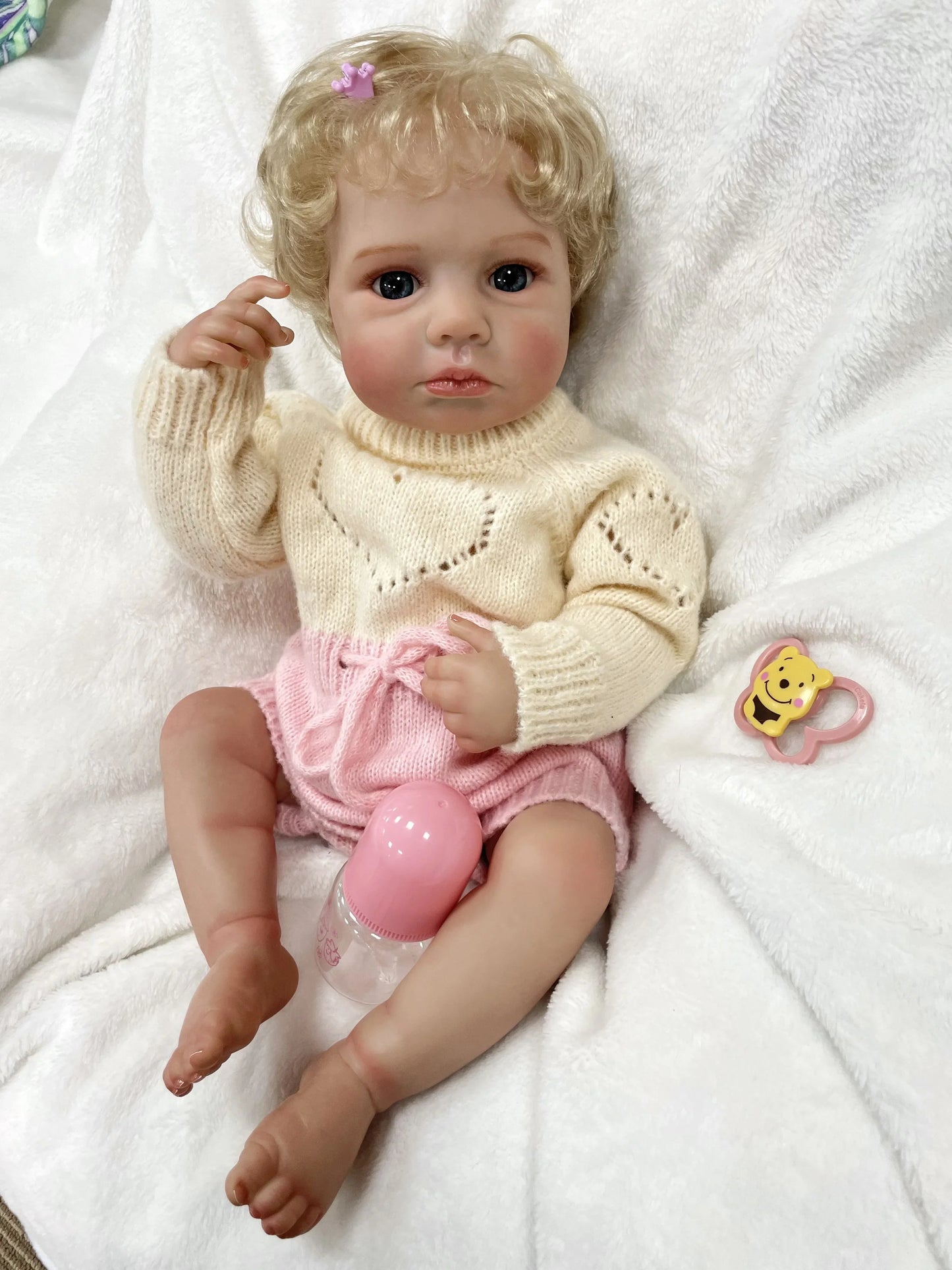 Loulou 20-Inch Reborn Baby Doll – Blue-Eyed Baby with Hand-Rooted Blonde Hair
