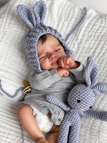 Noah Bunny 20-Inch Sleeping Reborn Baby Doll – Realistic Full Vinyl Baby with Hand-Implanted Hair